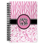Zebra & Floral Spiral Notebook - 7x10 w/ Monogram