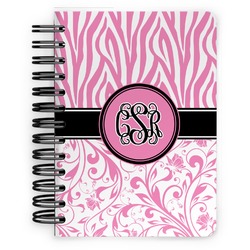 Zebra & Floral Spiral Notebook - 5x7 w/ Monogram