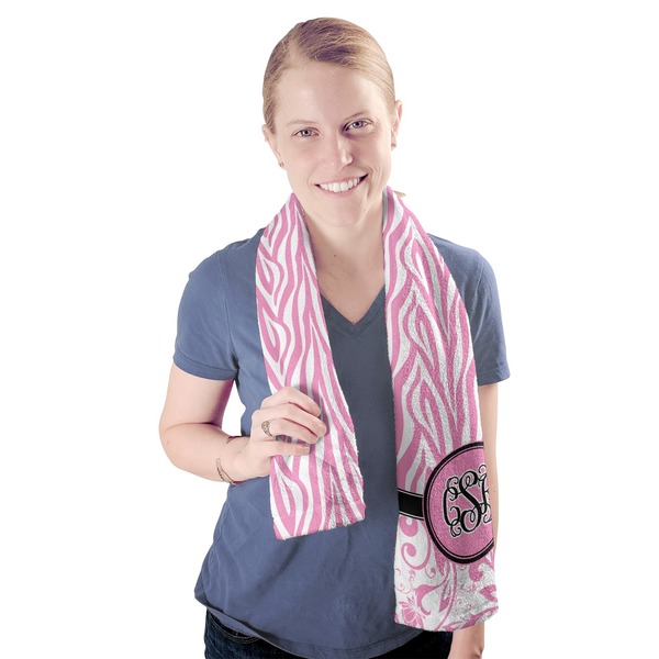 Zebra & Floral Sport Towel - Exercise use - Model