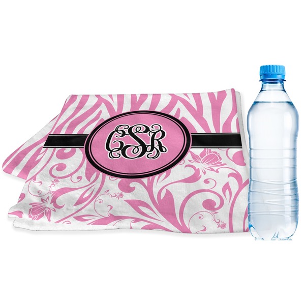 Custom Zebra & Floral Sports & Fitness Towel (Personalized)
