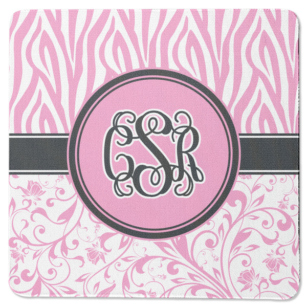 Zebra & Floral Square Coaster Rubber Back - Single