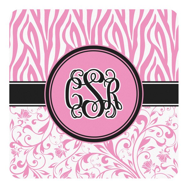 Custom Zebra & Floral Square Decal - Large (Personalized)