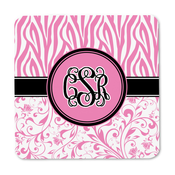 Zebra & Floral Square Fridge Magnet - FRONT
