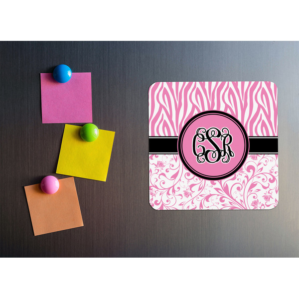 Zebra & Floral Square Fridge Magnet - LIFESTYLE