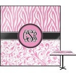 Zebra & Floral Square Table Top - 30" (Personalized)