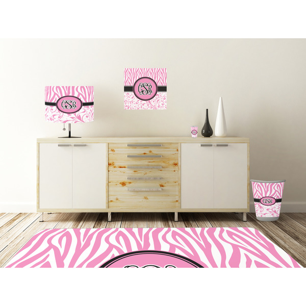Zebra & Floral Square Wall Decal Wooden Desk