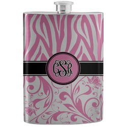 Zebra & Floral Stainless Steel Flask (Personalized)
