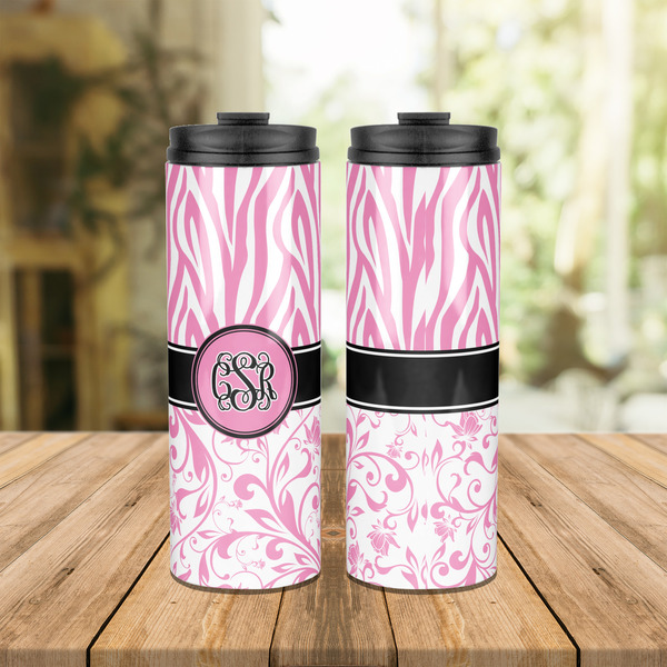 Zebra & Floral Stainless Steel Tumbler - Lifestyle