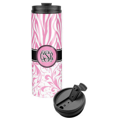 Zebra & Floral Stainless Steel Skinny Tumbler (Personalized)