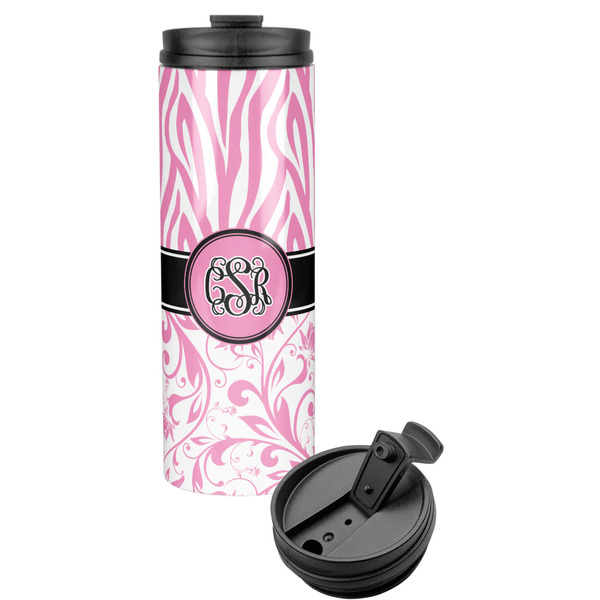 Custom Zebra & Floral Stainless Steel Skinny Tumbler (Personalized)