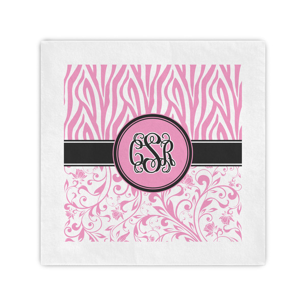 Custom Zebra & Floral Cocktail Napkins (Personalized)