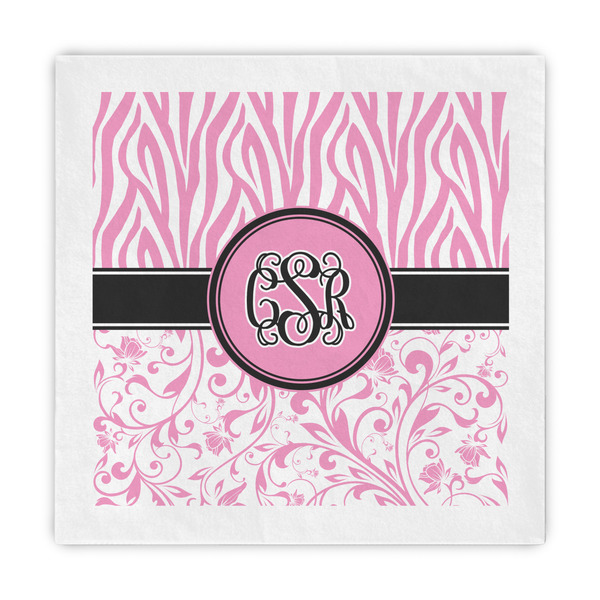 Custom Zebra & Floral Standard Decorative Napkins (Personalized)