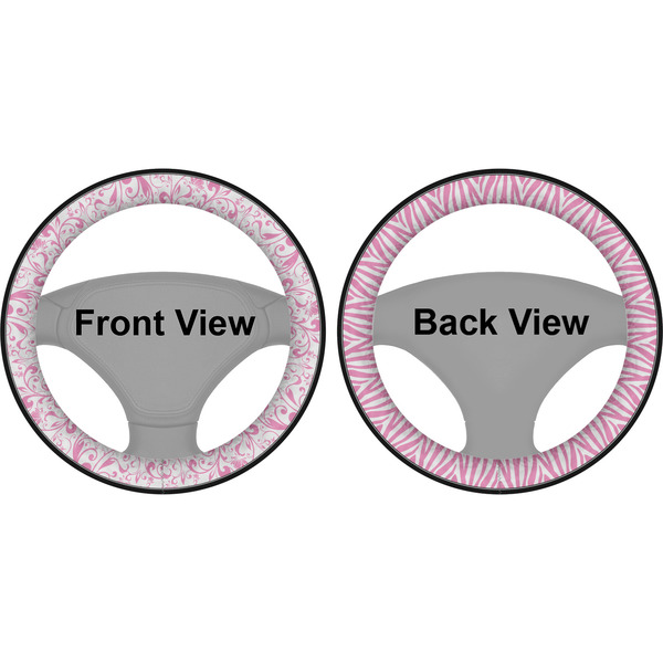 Zebra & Floral Steering Wheel Cover- Front and Back