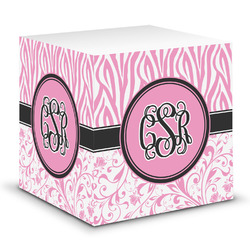 Zebra & Floral Sticky Note Cube (Personalized)