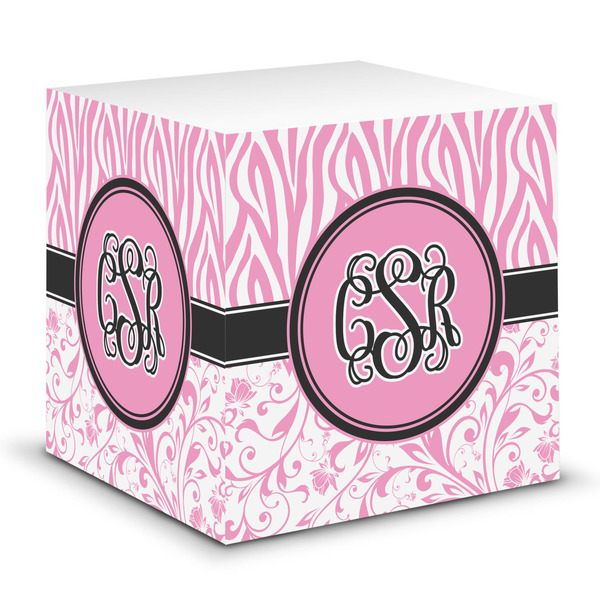 Custom Zebra & Floral Sticky Note Cube (Personalized)