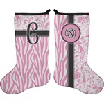 Zebra & Floral Holiday Stocking - Double-Sided - Neoprene (Personalized)