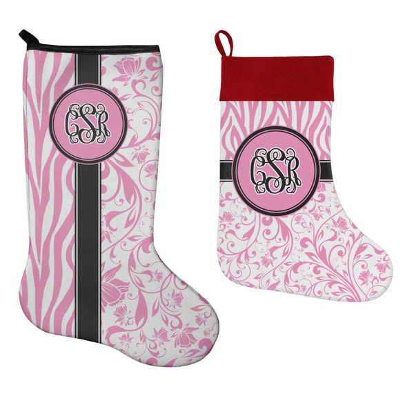 Zebra & Floral Stockings - Side by Side compare