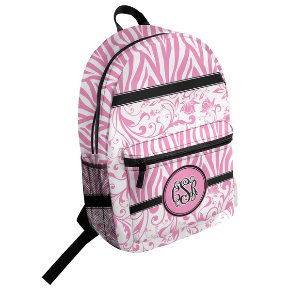 Custom Zebra & Floral Student Backpack (Personalized)