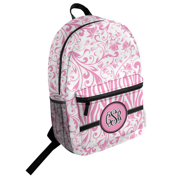 Custom Zebra & Floral Student Backpack (Personalized)