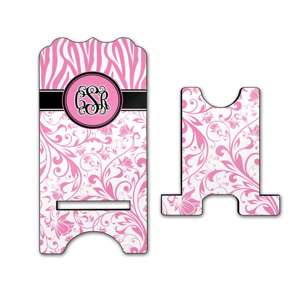 Zebra & Floral Stylized Phone Stand - Front & Back - Large