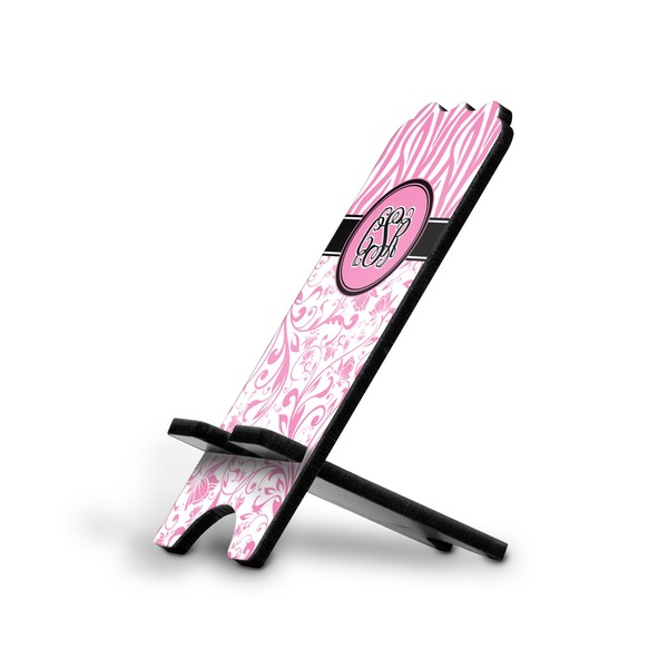 Custom Zebra & Floral Stylized Cell Phone Stand - Small w/ Monograms