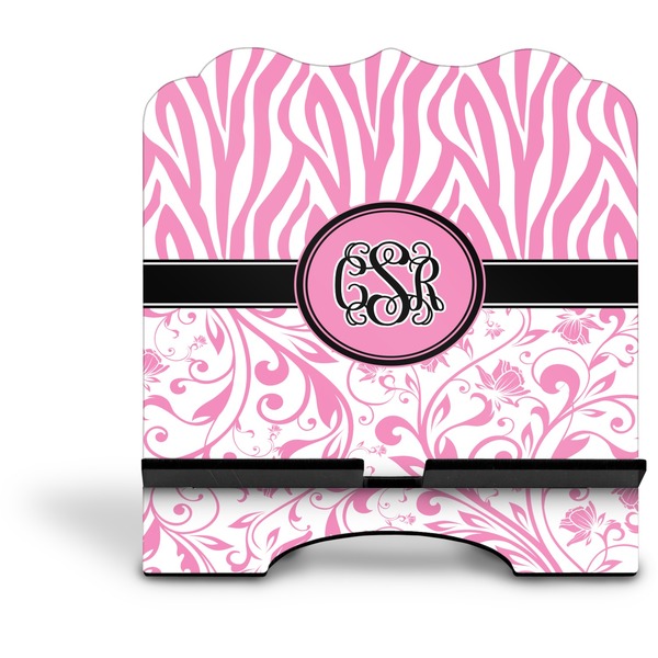 Zebra & Floral Stylized Tablet Stand - Front without iPad