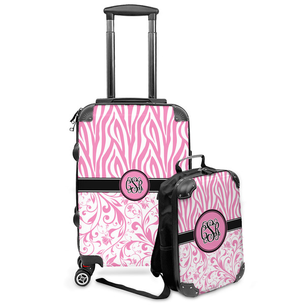 Custom Zebra & Floral Kids 2-Piece Luggage Set - Suitcase & Backpack (Personalized)
