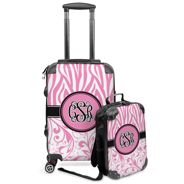 Custom Zebra & Floral Kids 2-Piece Luggage Set - Suitcase & Backpack (Personalized)