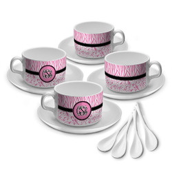 Zebra & Floral Tea Cup - Set of 4 (Personalized)