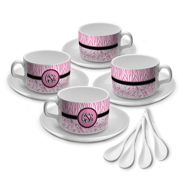 Zebra & Floral Tea Cup - Set of 4