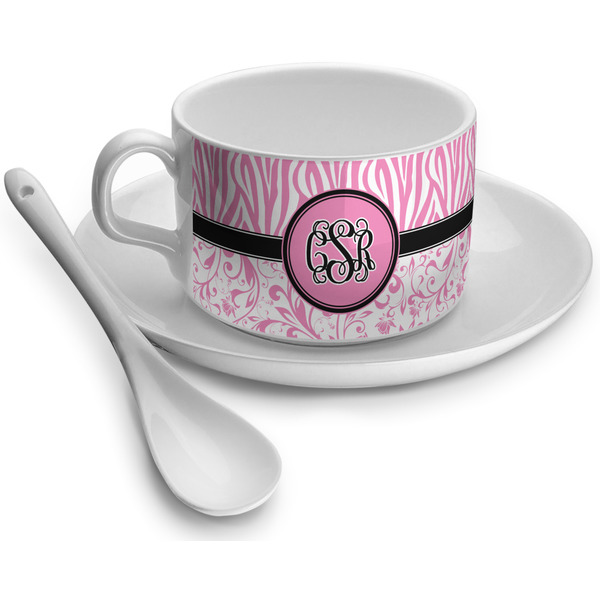 Custom Zebra & Floral Tea Cup (Personalized)