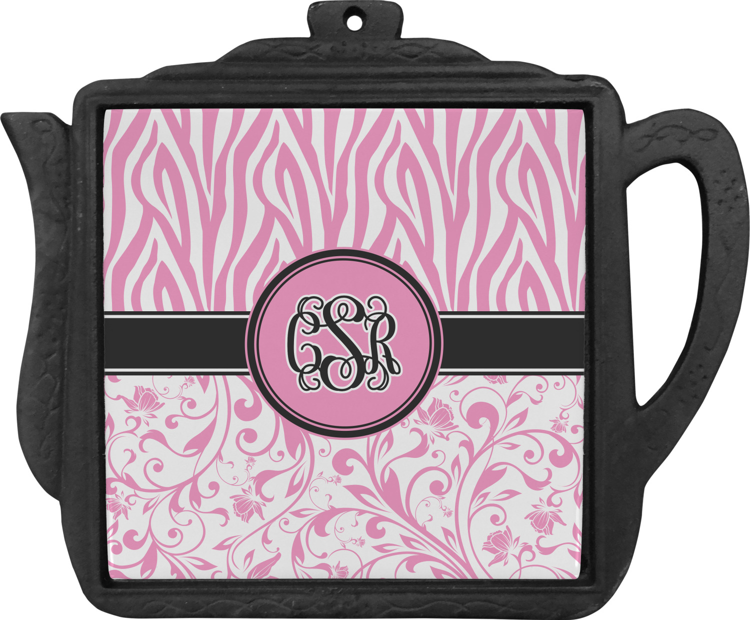 Zebra & Floral Teapot Trivet (Personalized) YouCustomizeIt