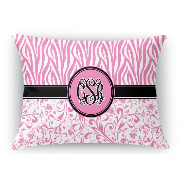 Custom Zebra & Floral Rectangular Throw Pillow Case (Personalized)