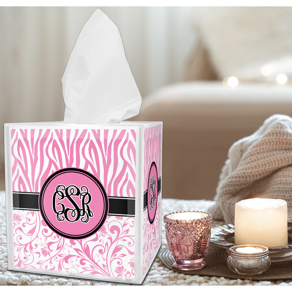 Zebra & Floral Tissue Box - LIFESTYLE