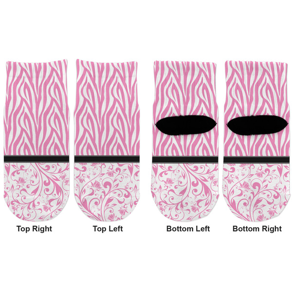 Zebra & Floral Toddler Ankle Socks - Double Pair - Front and Back - Apvl