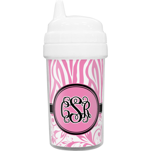 Custom Zebra & Floral Toddler Sippy Cup (Personalized)