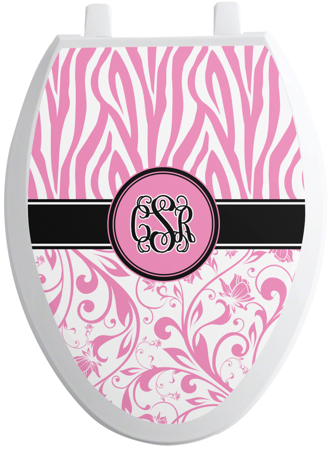 Zebra & Floral Toilet Seat Decal Round (Personalized) YouCustomizeIt