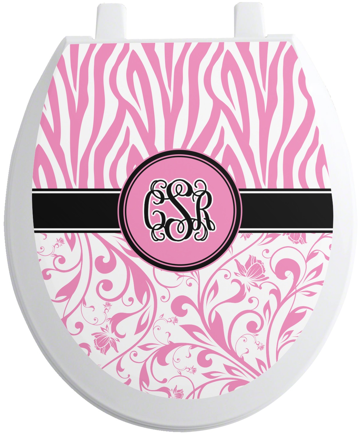 Zebra & Floral Toilet Seat Decal Round (Personalized) YouCustomizeIt