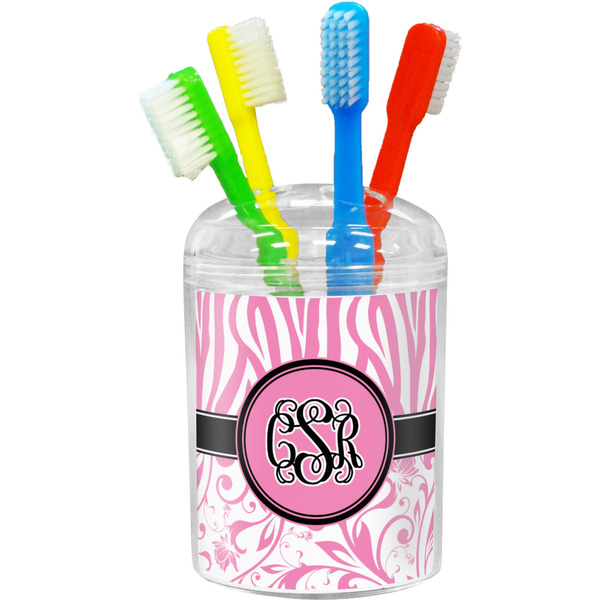 Custom Zebra & Floral Toothbrush Holder (Personalized)