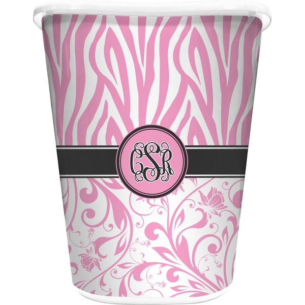 Custom Zebra & Floral Waste Basket (Personalized)