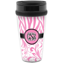Zebra & Floral Acrylic Travel Mug without Handle (Personalized)