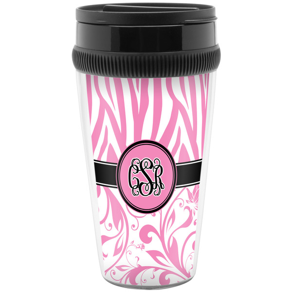 Custom Zebra & Floral Acrylic Travel Mug without Handle (Personalized)