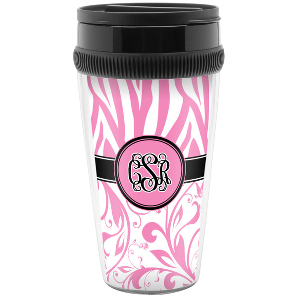 Custom Zebra & Floral Acrylic Travel Mug without Handle (Personalized)