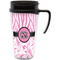 Zebra & Floral Travel Mug with Black Handle - Front