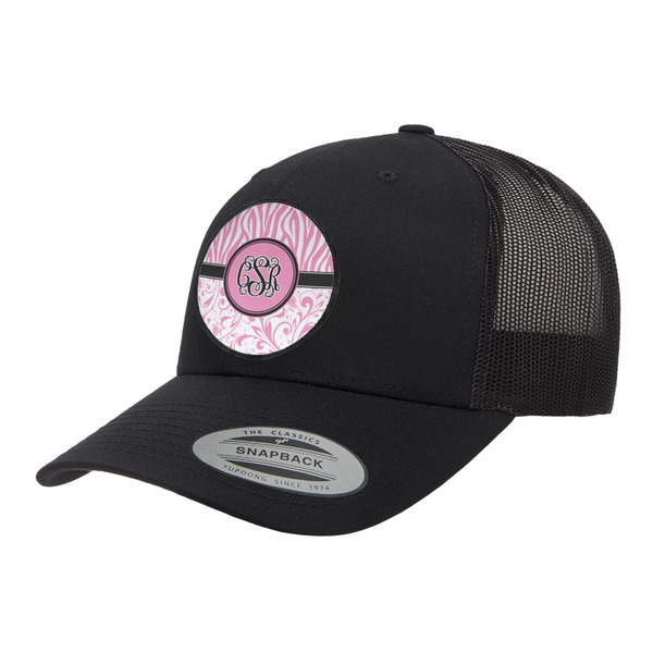 Custom Zebra & Floral Trucker Hat - Black (Personalized)