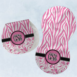 Zebra & Floral Burp Pads - Velour - Set of 2 w/ Monogram