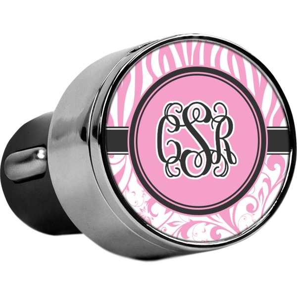 Custom Zebra & Floral USB Car Charger (Personalized)