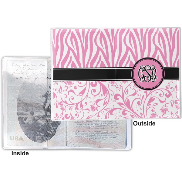 Zebra & Floral Vinyl Passport Holder - Flat Front and Back