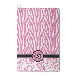 Zebra & Floral Waffle Weave Golf Towel (Personalized)