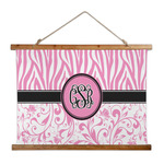 Zebra & Floral Wall Hanging Tapestry - Wide (Personalized)